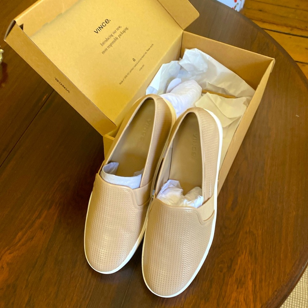 Vince perforated Italian leather slip on sneakers. Ultra comfortable. Ultra chic